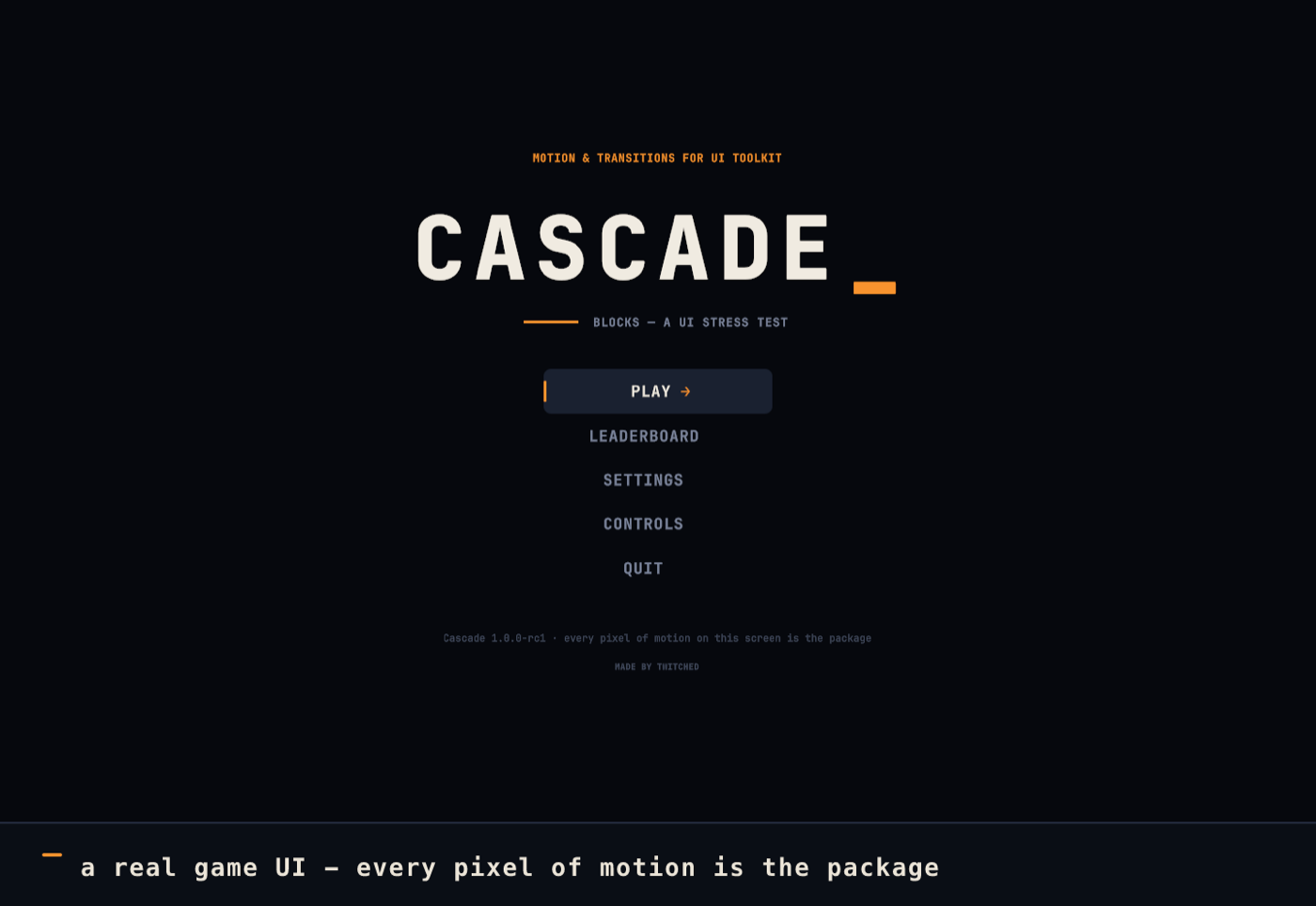 Cascade Blocks running: playfield, next-piece queue and score panel.